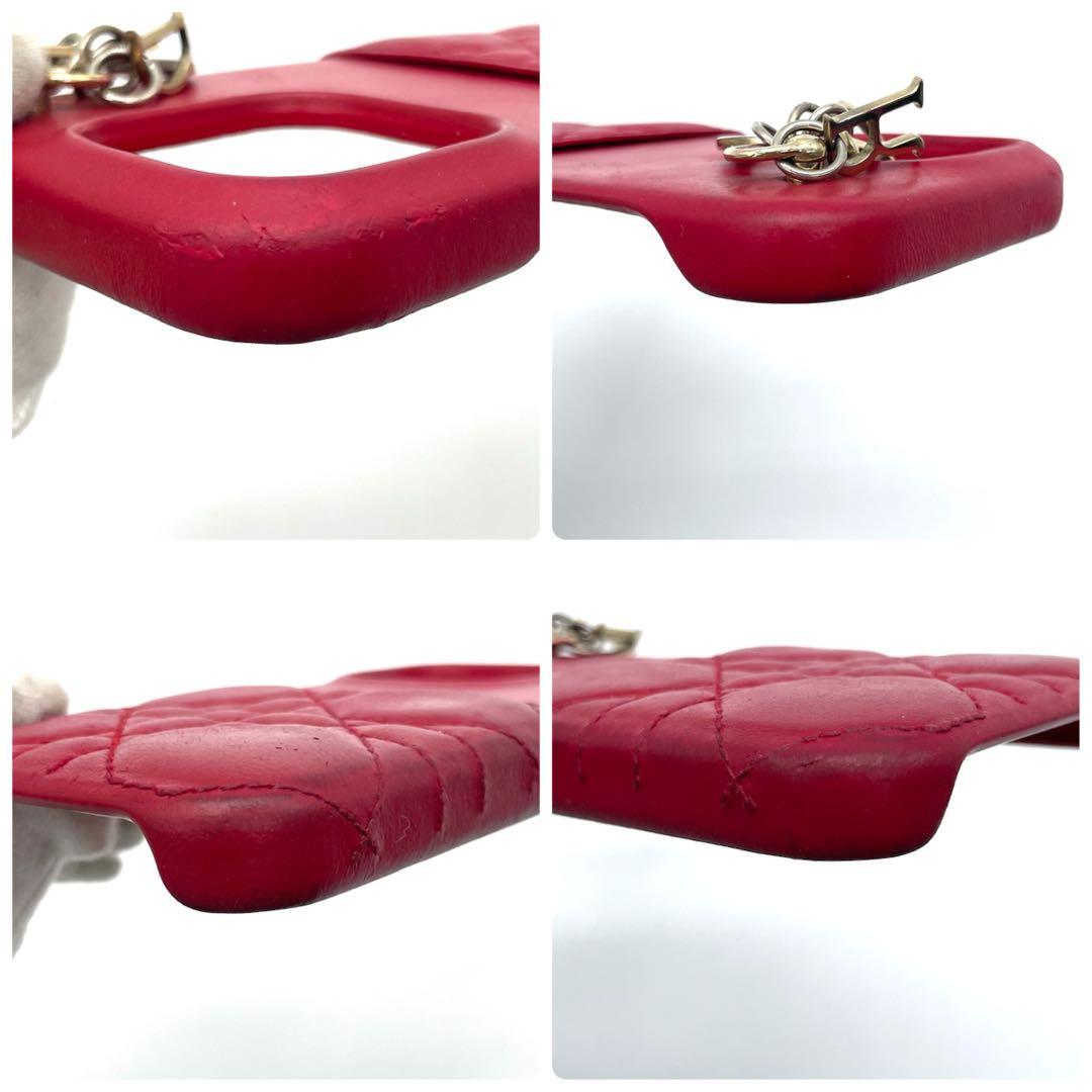 ディオール　iPhone14proケース　カナージュ　ラムスキン　ストロベリー