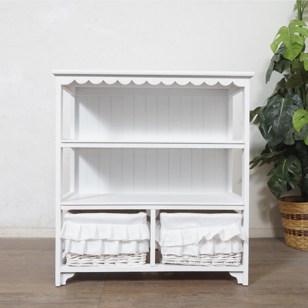 【新品】フリル　バスケット付きキャビネット　オープンチェスト 収納　アウトレット