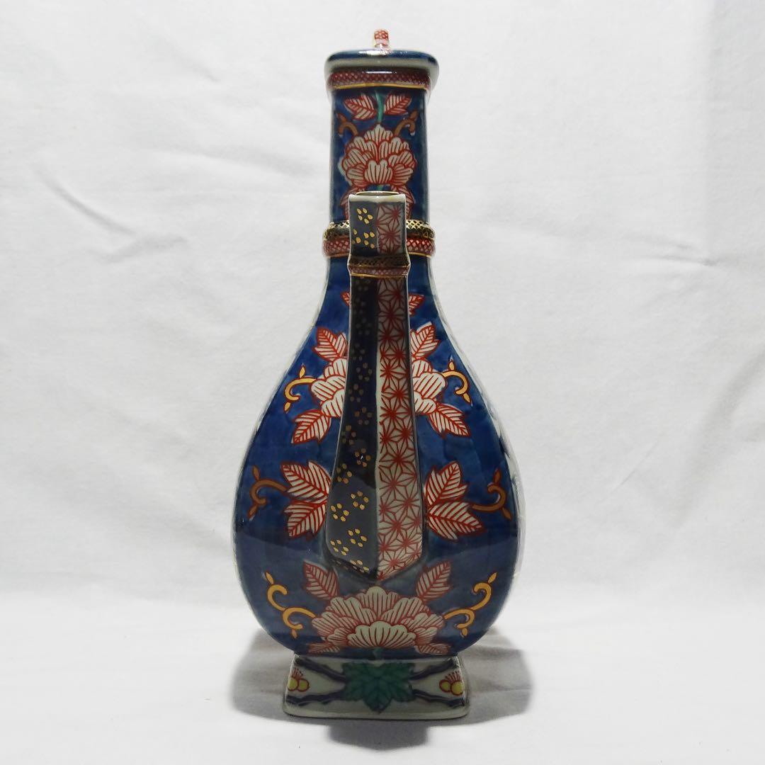 ■林九郎作 染錦唐草牡丹 水差 水注■