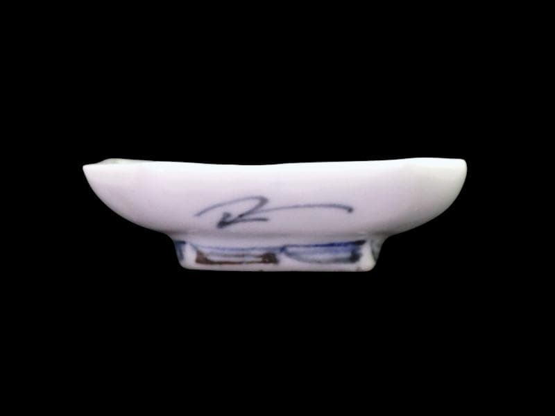 古伊万里　染付　竹笹紋の図　四方角　豆皿　E598AS-CTy