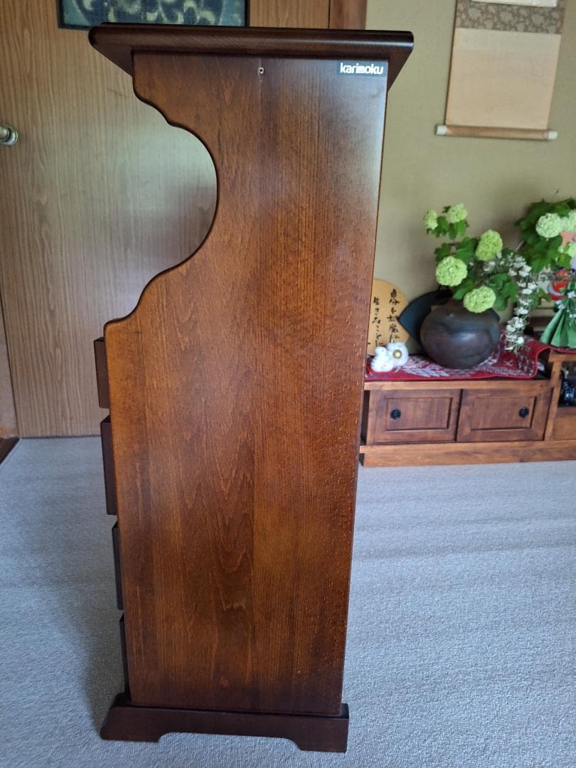 美品!【カリモク家具 】karimoku/コロニアル 電話・FAX台/チェスト