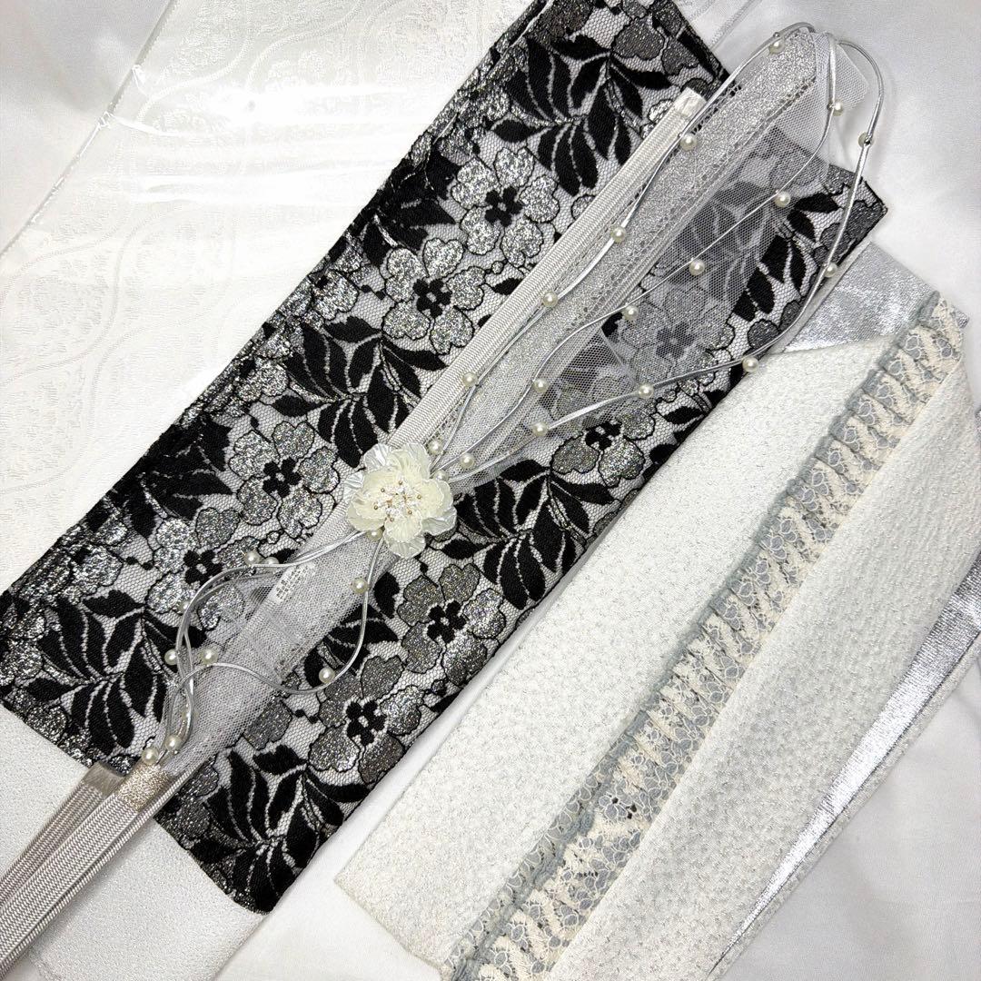新品　2026年新作　シルバー　帯締め　帯揚げ　半襟　重ね襟　セット