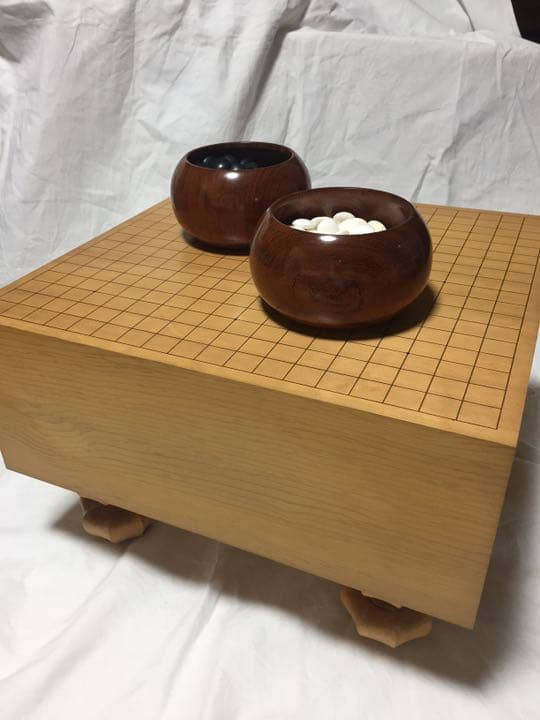 碁盤　碁石セット 本蛤碁石 木製 脚付