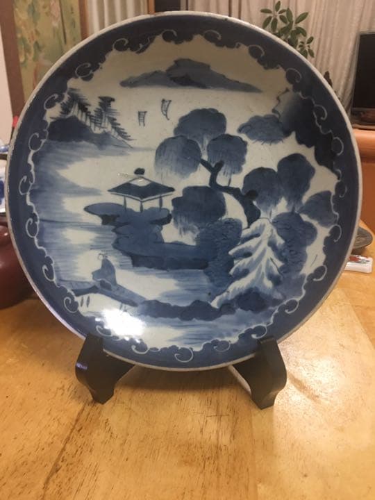 青花 大皿 清時代 中国古玩