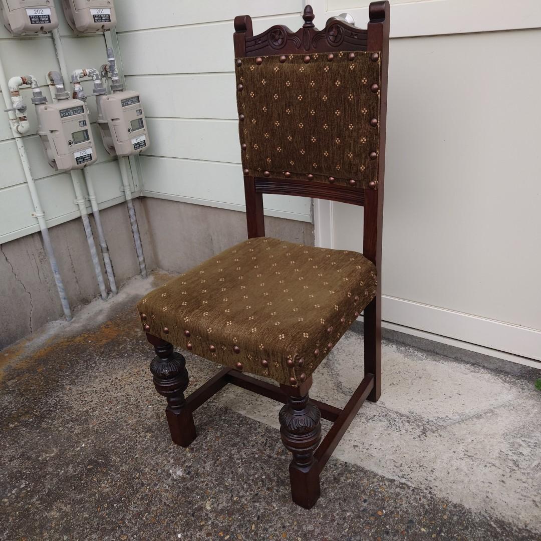 357　オールドチャーム 椅子　アンティーク　英国家具　鋲打