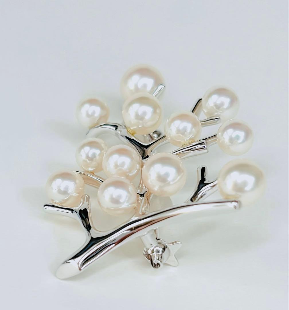 【極美品】ミキモト 幸福の木 ラージサイズ シルバー ブローチ 巾着 箱付き