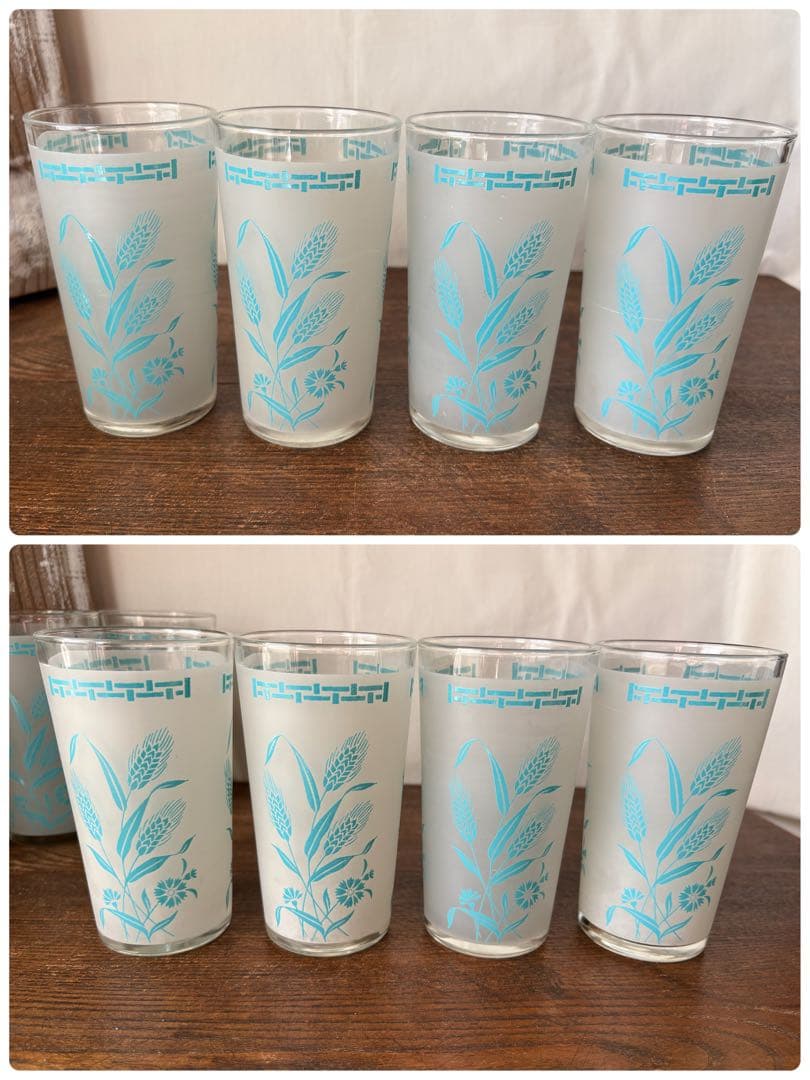 アメリカン雑貨 ビンテージ グラス8個＆グラスホルダー セット