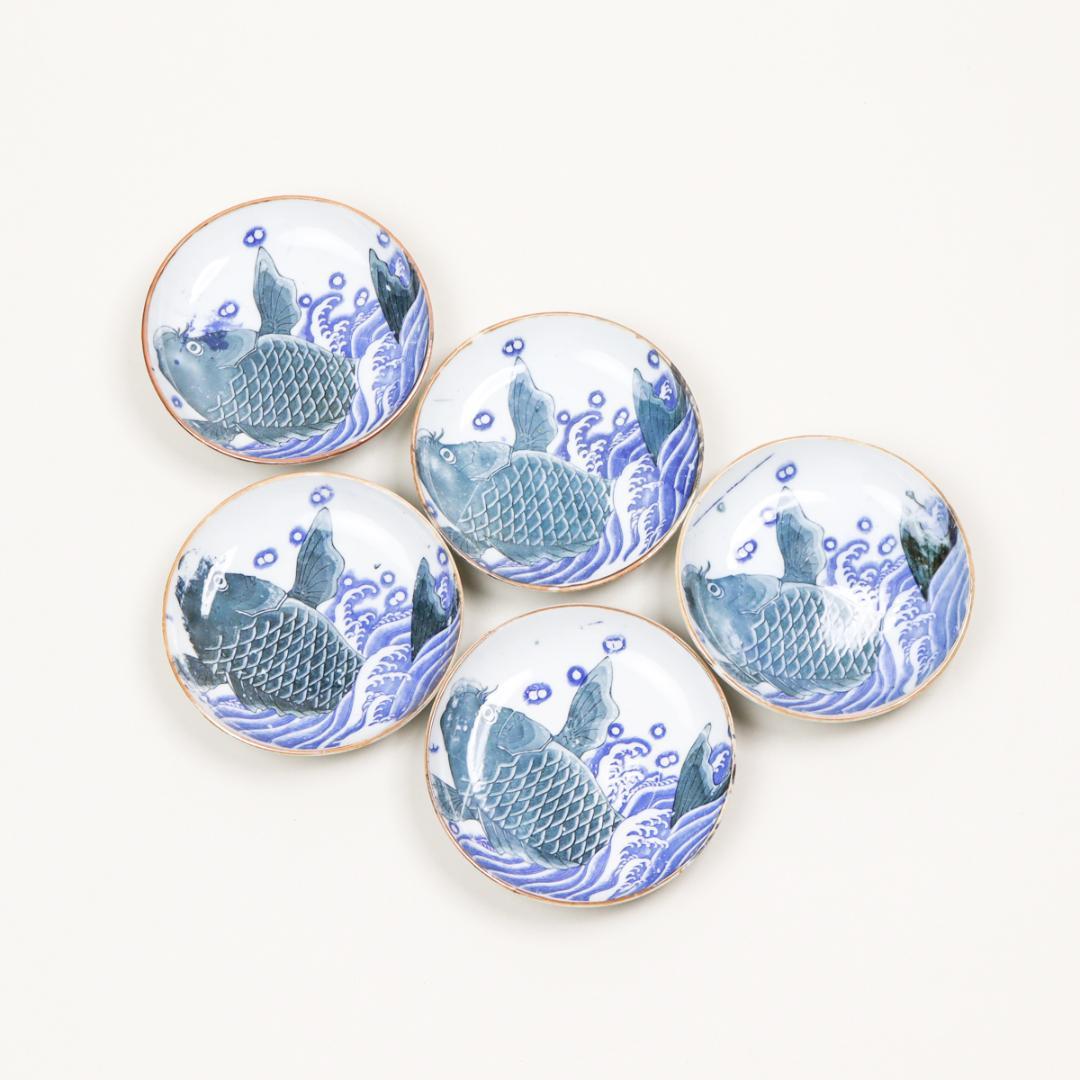伊万里 波鯉図 皿揃い 5枚