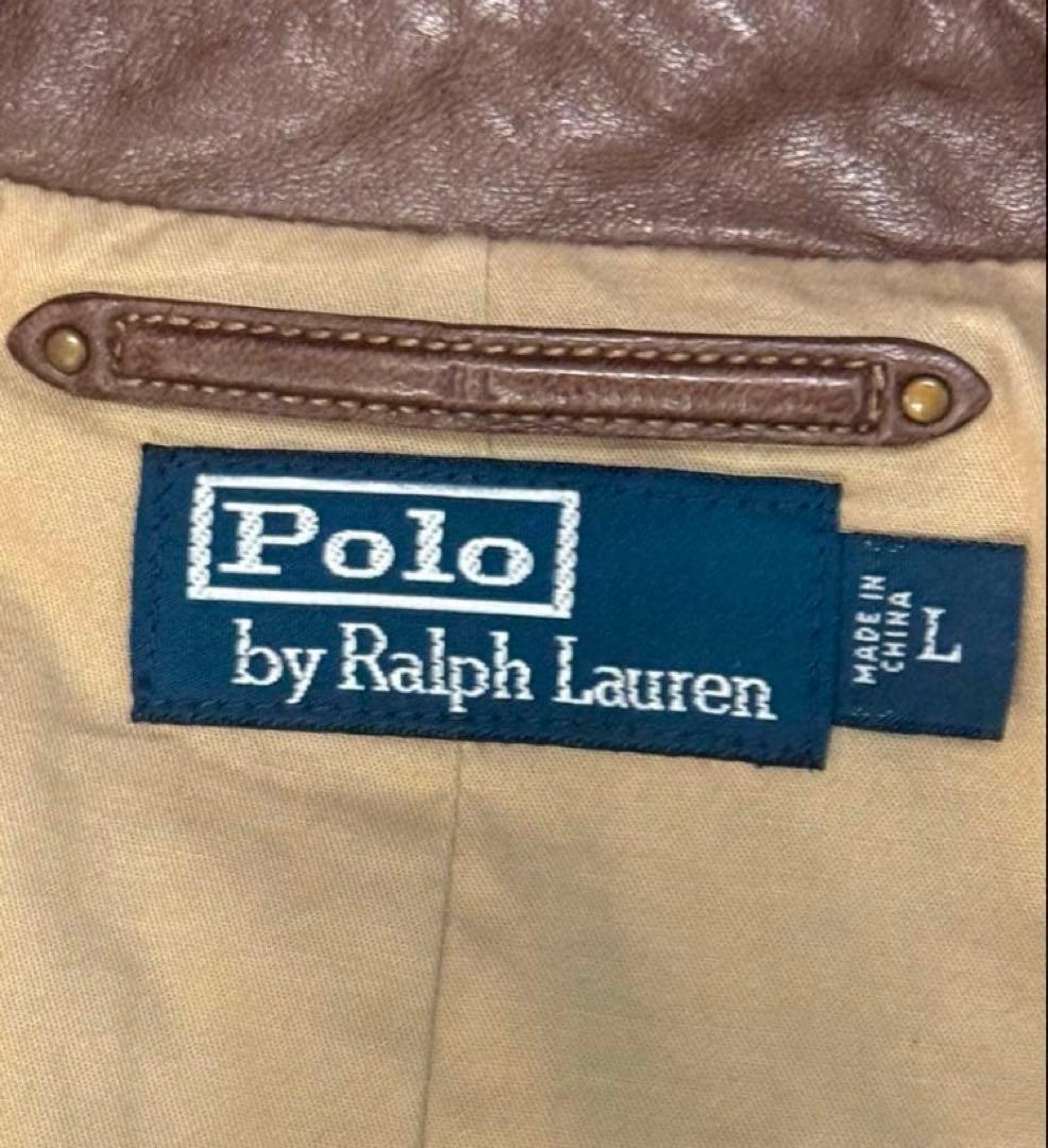 ぱ*ち様 名作 ラルフローレン レザージャケット ブラウン ラムレザー L