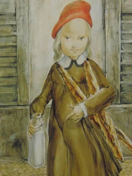 藤田嗣治、【小さな主婦】、希少画集画、高級新品額・額装付、状態良好