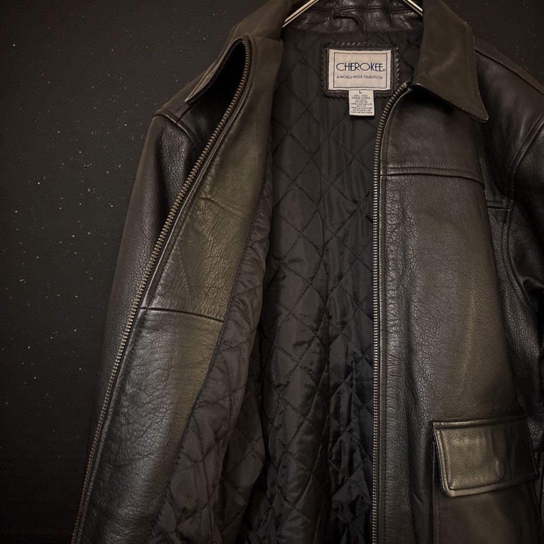 90s 本革 vintage cherokee A-2 ジャケット ブラック L