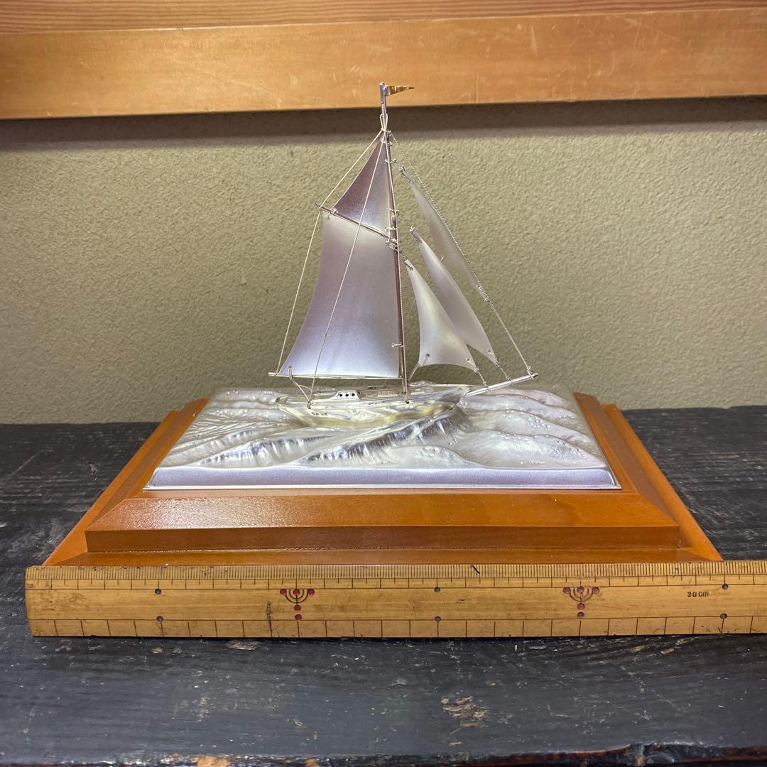 銀製　ヨット置物25cm24.5cm