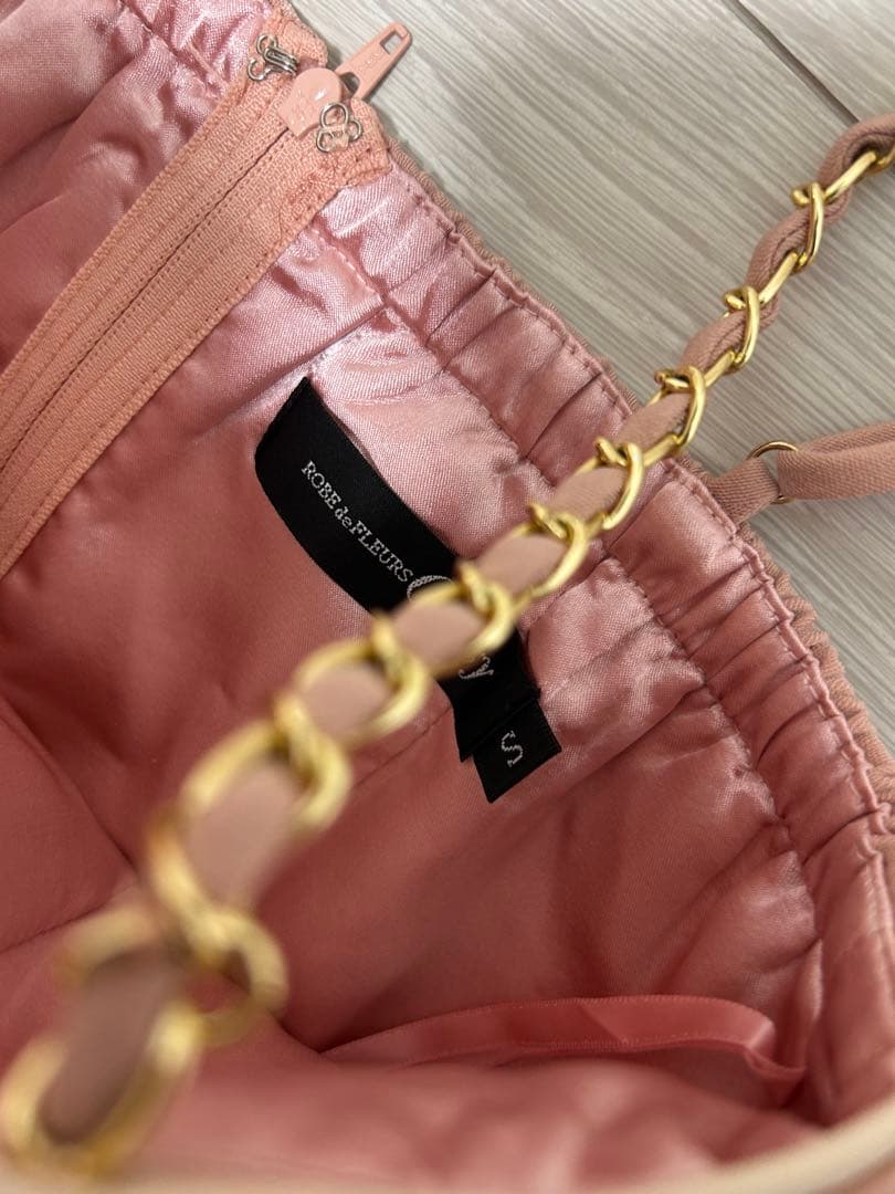 美品 ローブドフルール スタッズ キルティング ドレス キャバ ミニ ピンク