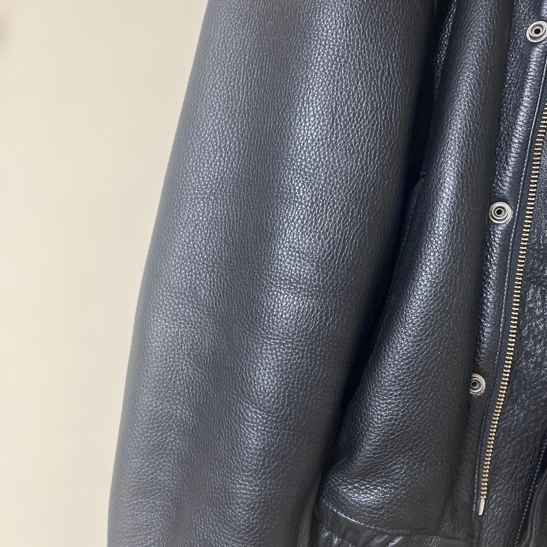 【美品】カドヤ　レザージャケット　LL 黒　※ネーム等入り