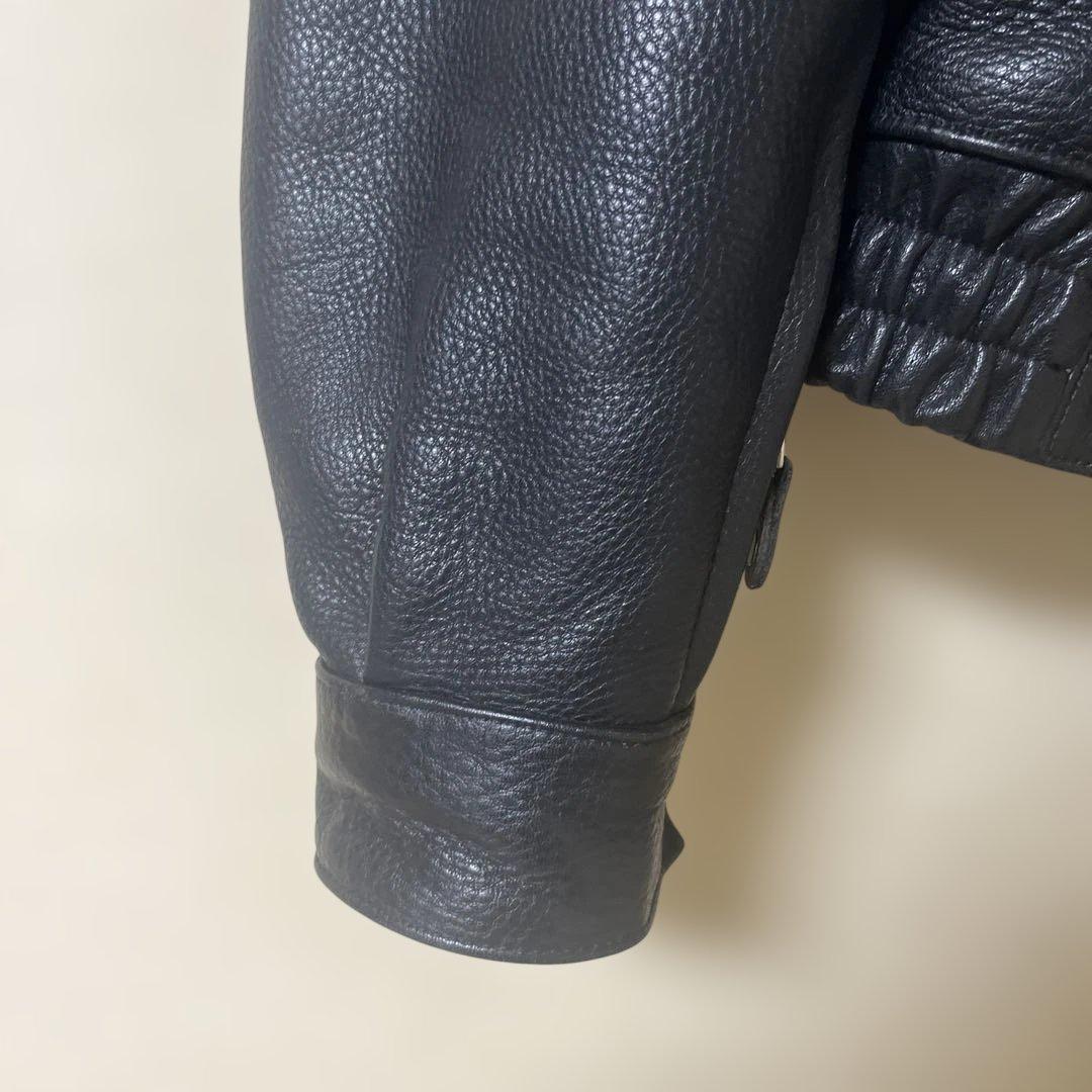 【美品】カドヤ　レザージャケット　LL 黒　※ネーム等入り