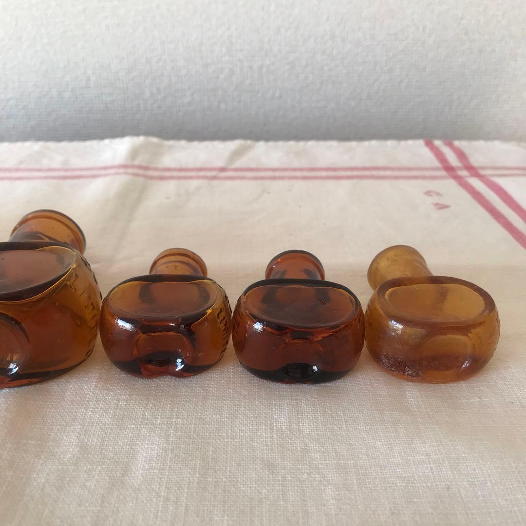 イギリスアンティーク　BOVRIL ボブリル　アンバー　ガラス瓶　ボトルセット