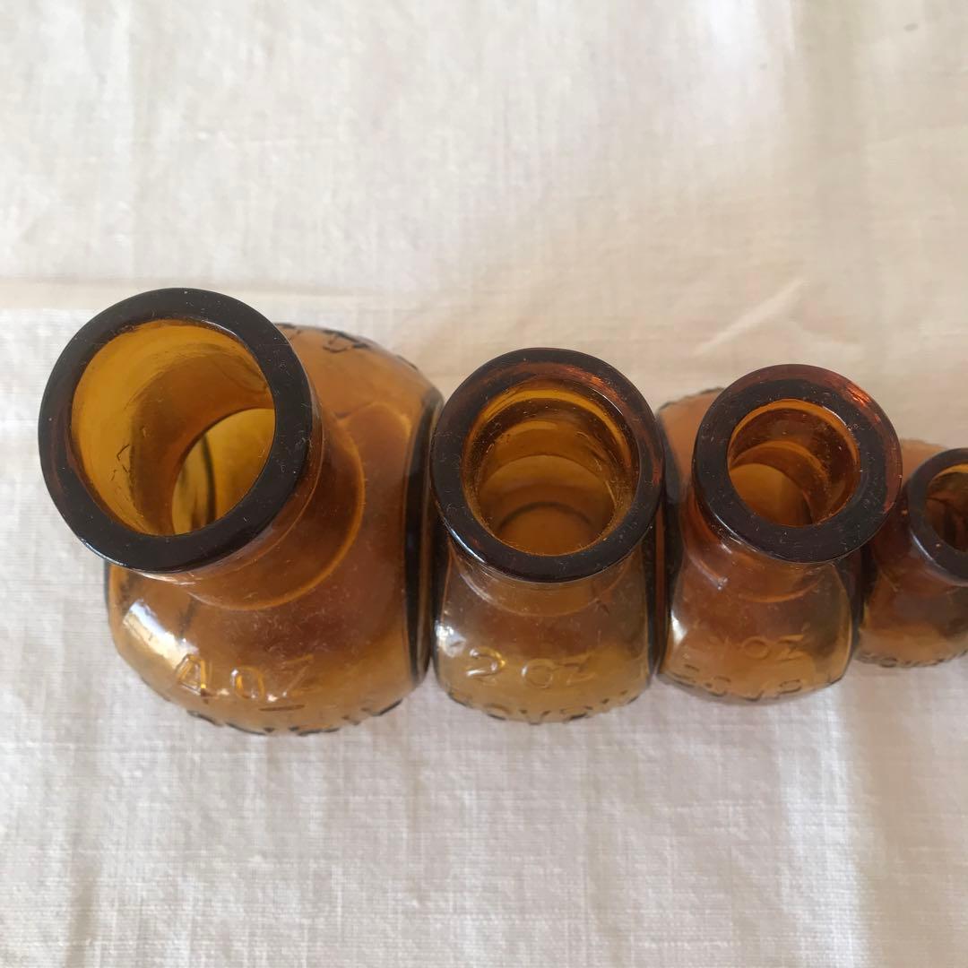 イギリスアンティーク　BOVRIL ボブリル　アンバー　ガラス瓶　ボトルセット