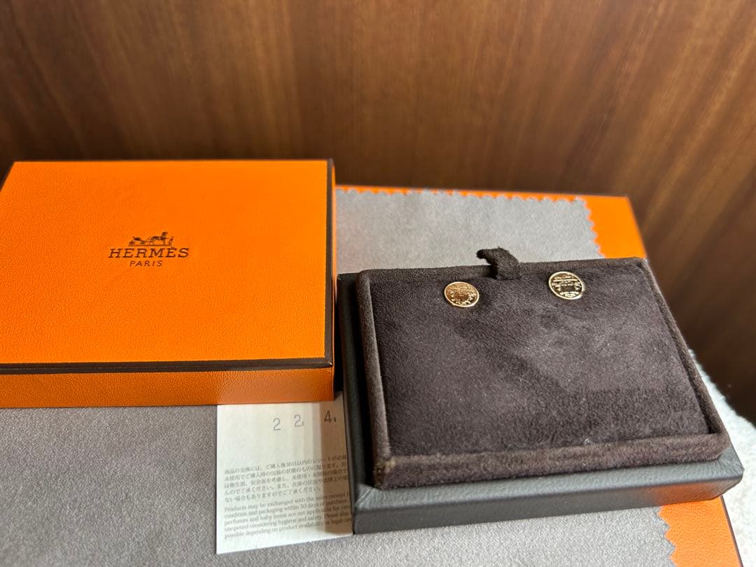 エルメス　ピアス　エクスリブリTPM ピンクゴールド美品