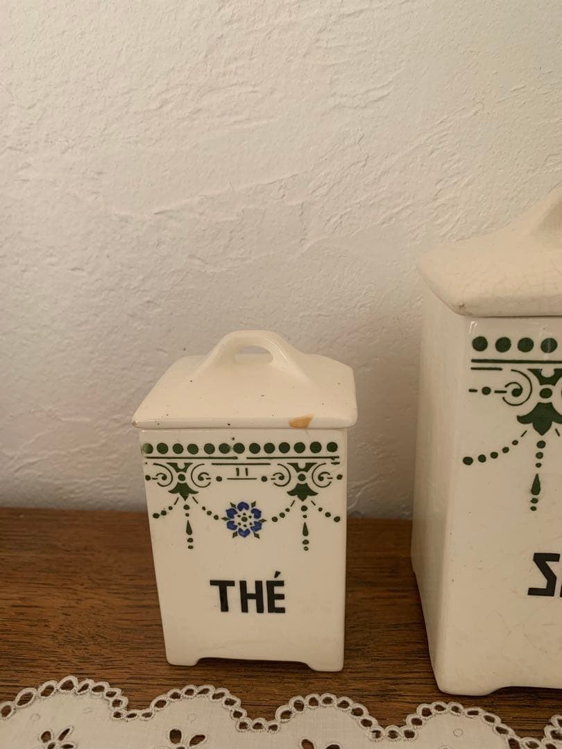 フランス　蚤の市　キャニスター　3個セット　ブロカント