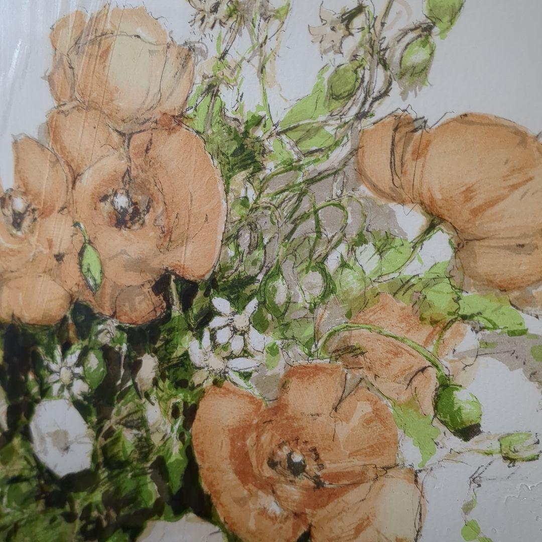 斎藤三郎「アマポーラ」花束 水彩画 サイン入り