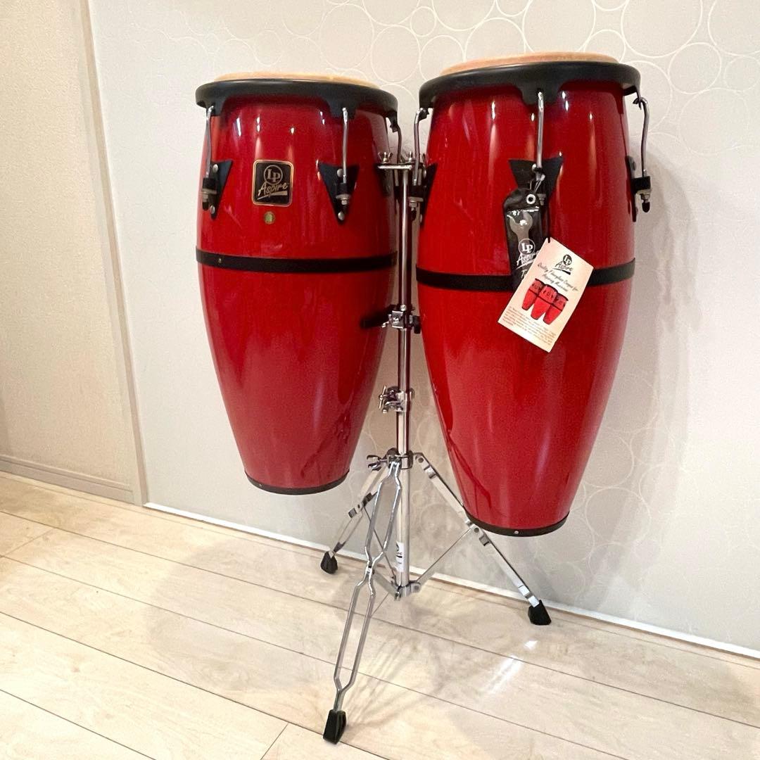 未使用・希少【LP Aspire】コンガセット 10\"&11\" ダブルスタンド付