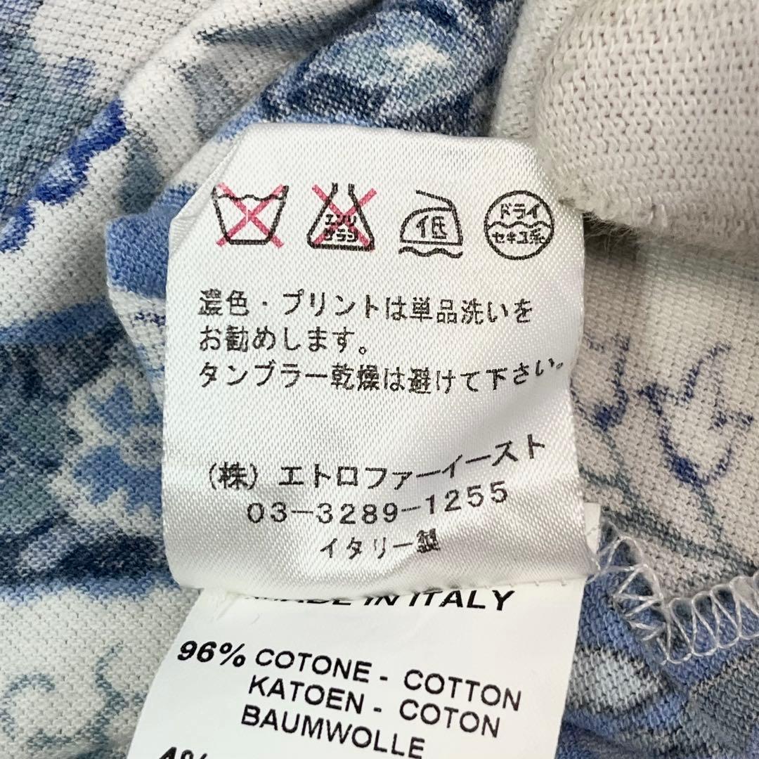 ETRO ペイズリー柄 半袖ポロシャツ ロゴ刺繍 46 大きいサイズ レディース