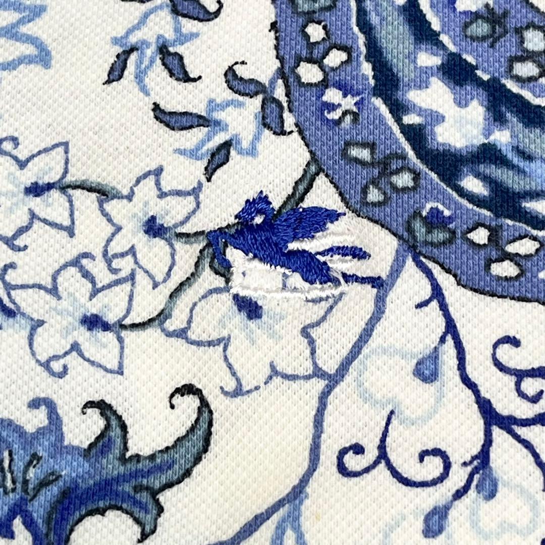 ETRO ペイズリー柄 半袖ポロシャツ ロゴ刺繍 46 大きいサイズ レディース