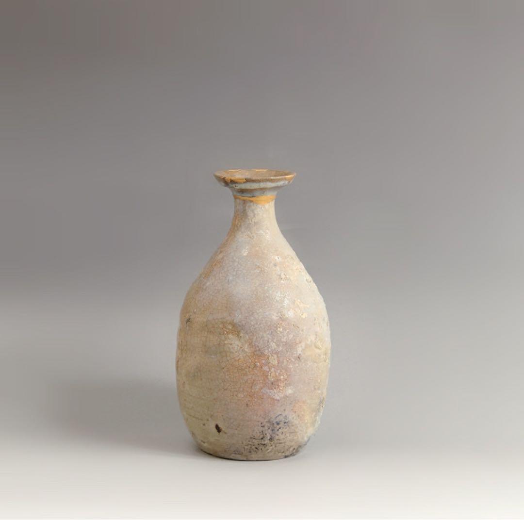 無地志野織部 美濃灰釉 窯変 徳利 酒器 古瀬戸 古美濃 古美術 古道具