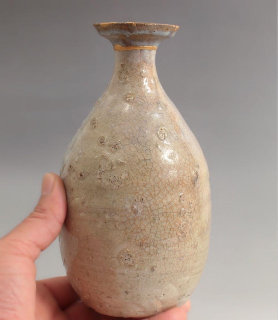 無地志野織部 美濃灰釉 窯変 徳利 酒器 古瀬戸 古美濃 古美術 古道具