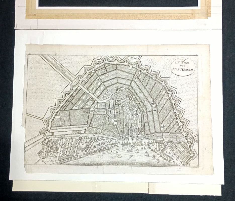 額装品　西洋古地図　1800年頃　アムステルダム都市図