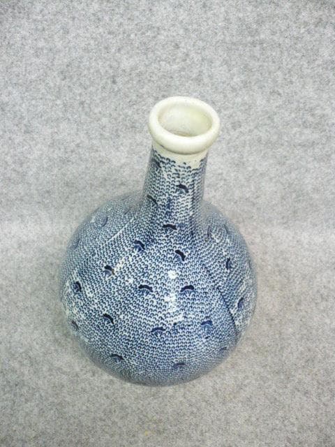 伊万里 みじんこ手 染付 印判 一升 徳利 [B31451]