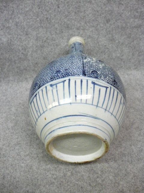 伊万里 みじんこ手 染付 印判 一升 徳利 [B31451]