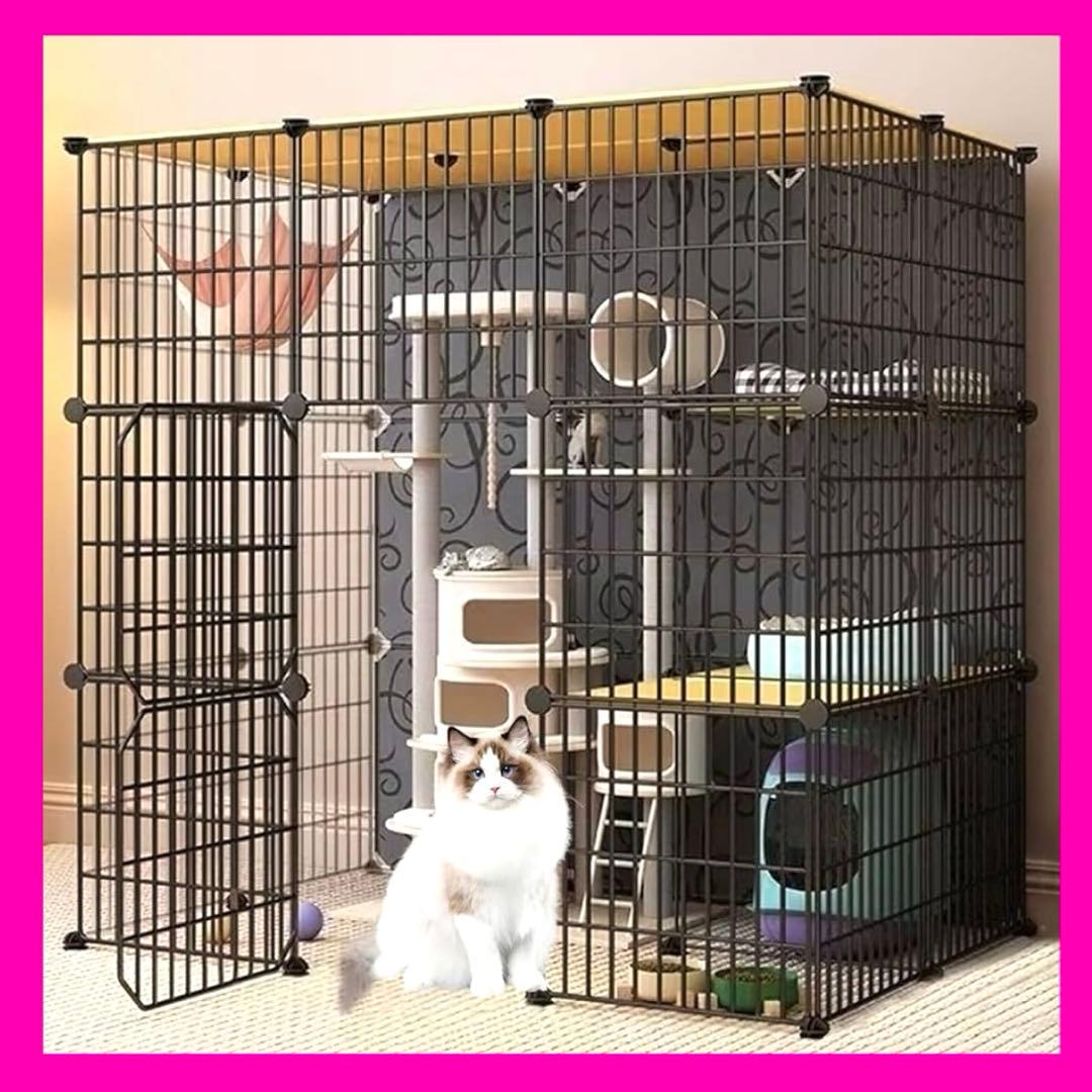 新品❣️猫 キャットケージ 110×75×110cm 黒 多用途 DIY 簡単