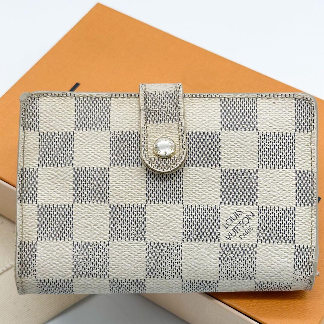 ルイヴィトン ポルトフォイユ ヴィエノワ ダミエ アズール がま口 二つ折り