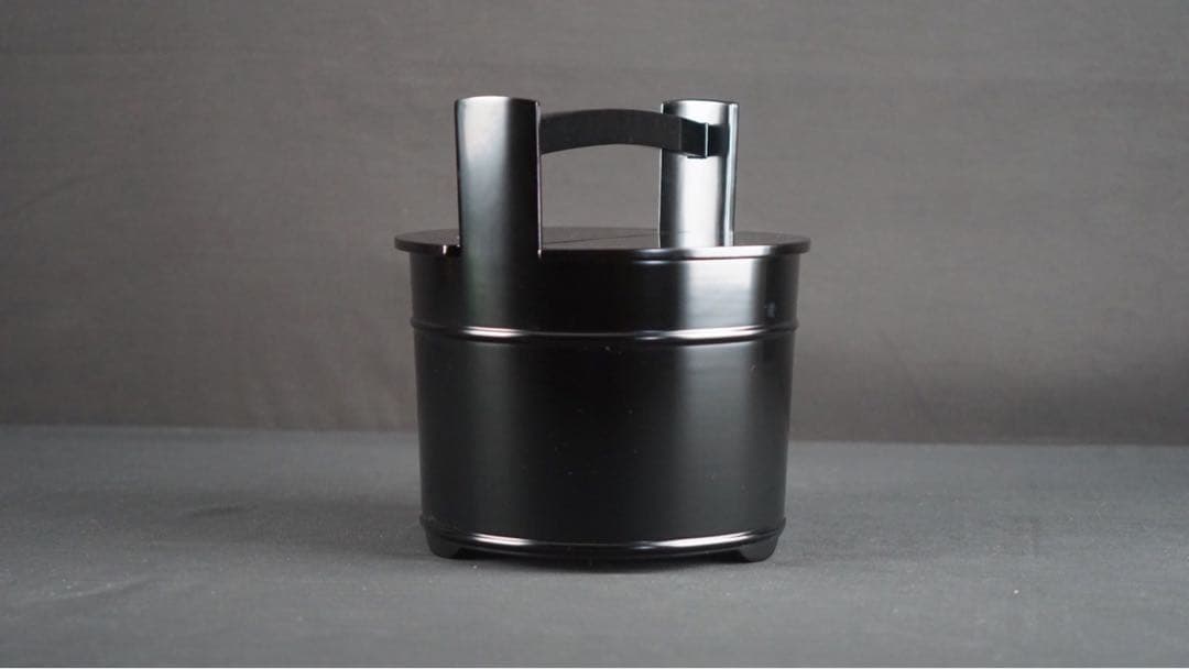 塗師 川瀬表完 作 真塗 手桶水指 共箱 茶道具