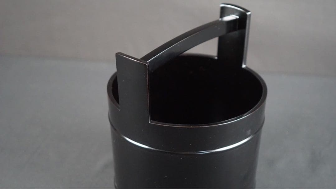 塗師 川瀬表完 作 真塗 手桶水指 共箱 茶道具