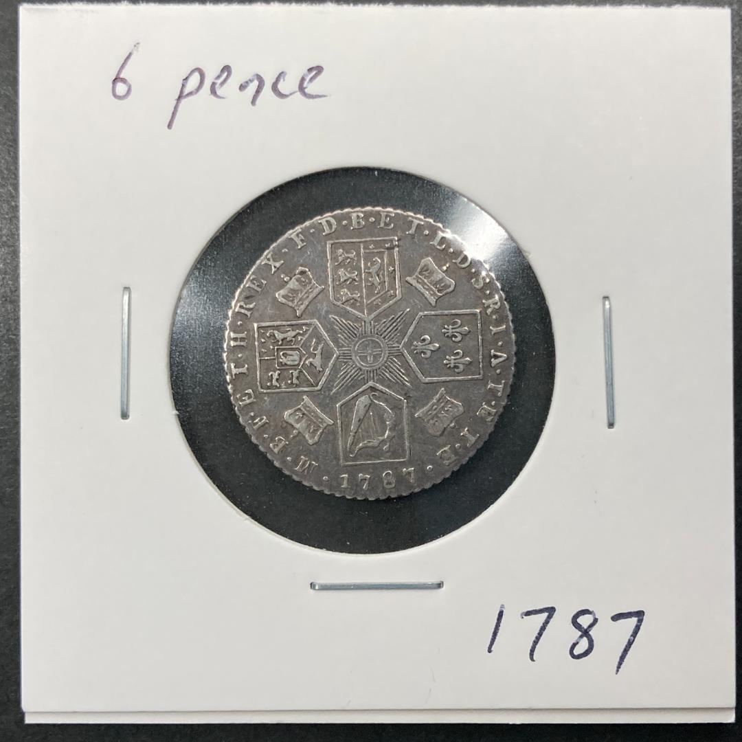1787 イギリス 6ペンス銀貨・アンティーク 