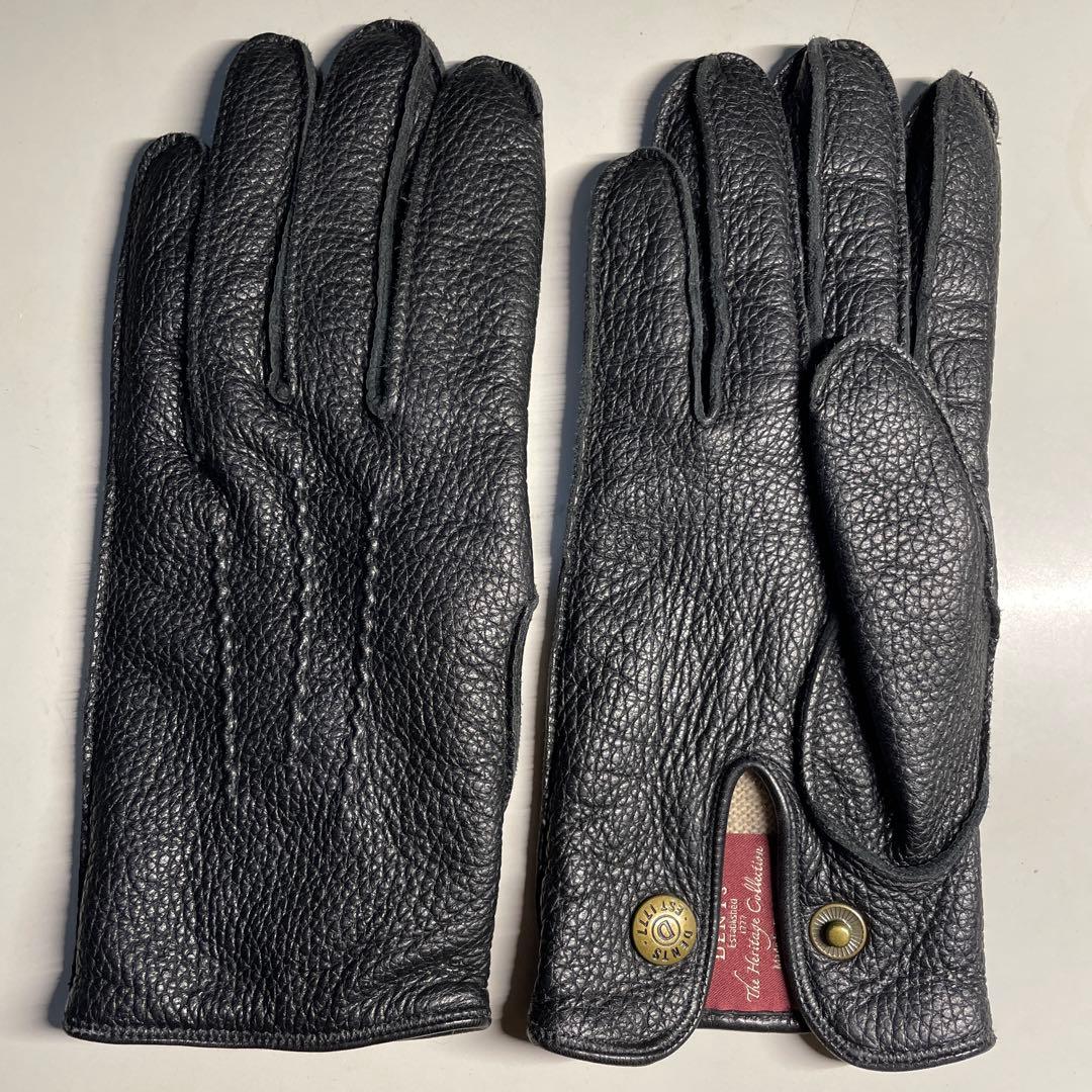 DENTS製 黒色サイズ7 DEERSKIN 鹿1枚革 ライニング交換済