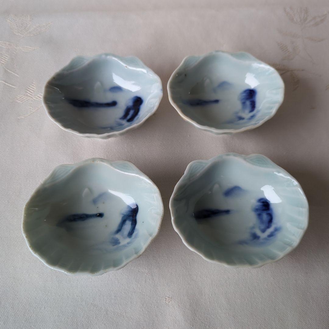 古伊万里 染付 豆皿 4個 蛤型