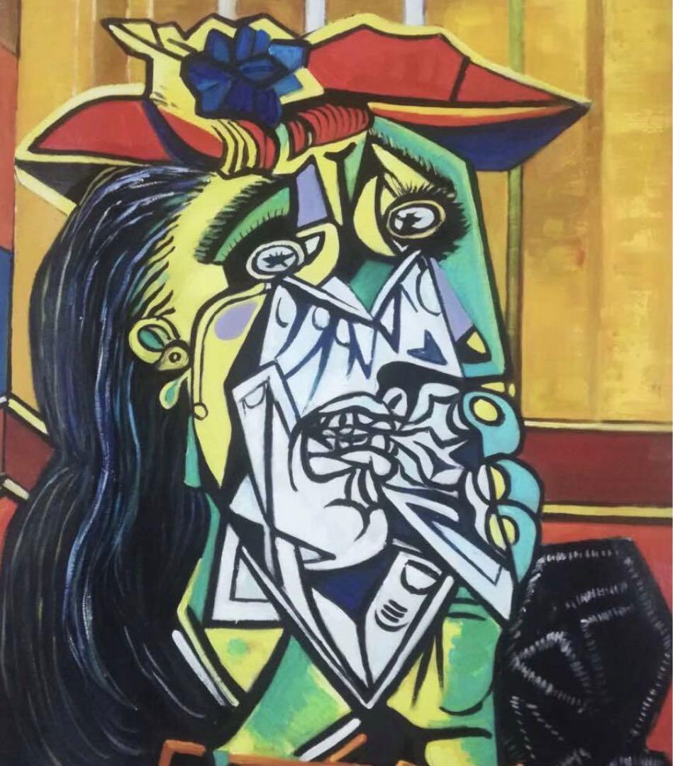 肉筆☆油絵☆迫力のF20号ピカソ/模写『泣く女』1120