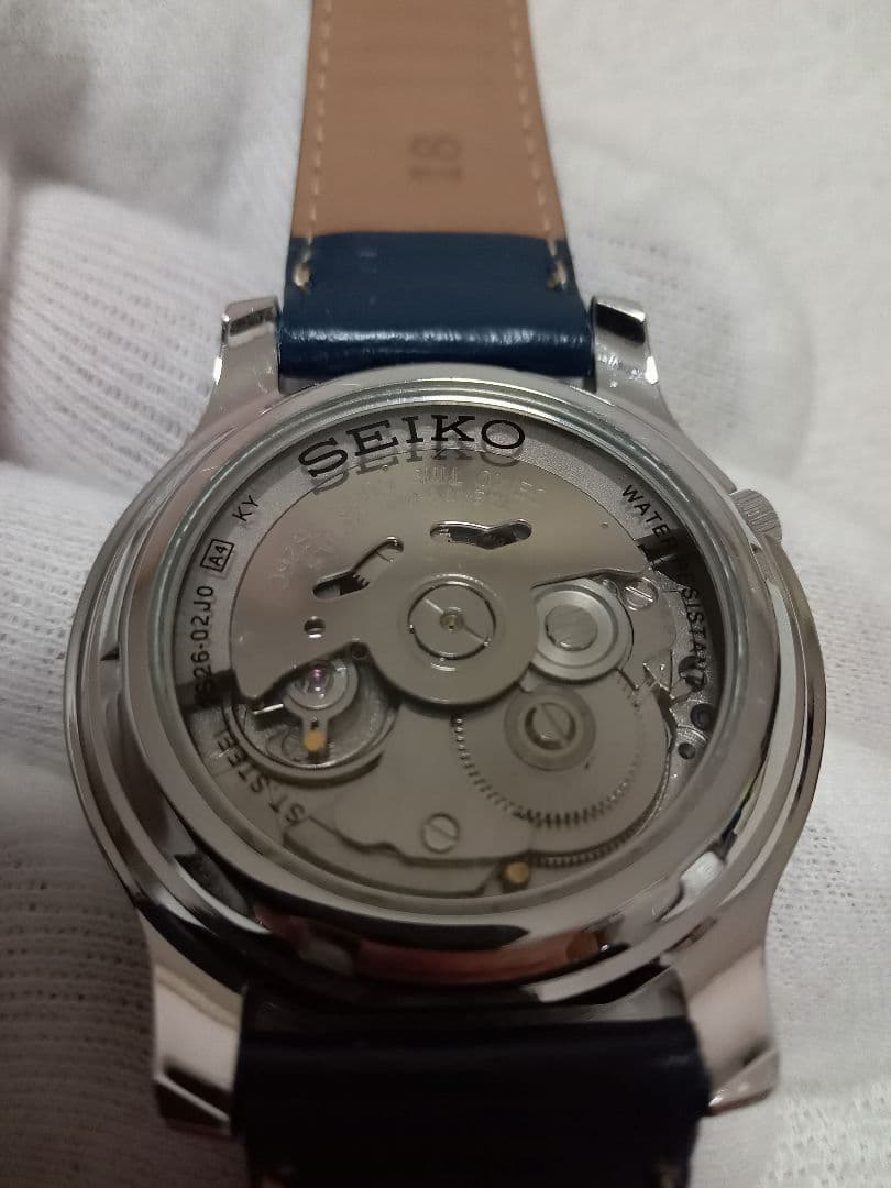 鶴*瓶様 SEIKO5　機械式自動巻　7S26　文字盤ネイビー　牛皮ベルト　美品