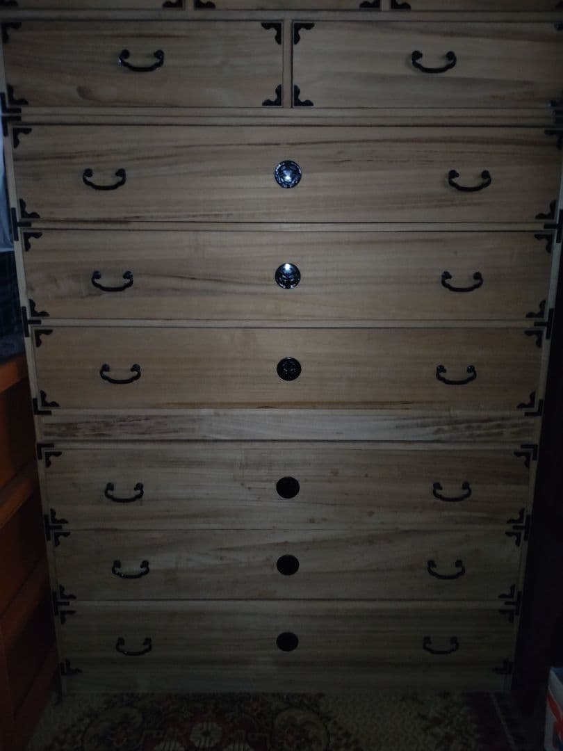 【レトロ】桐無垢材 11段収納引戸 桐箪笥