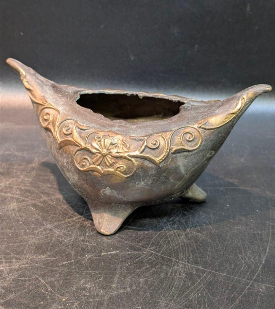 古銅 筆洗 銅器 宣徳銅 大明宣徳三年春工部大臣呉邦佐 在銘 銅製 金工 香炉