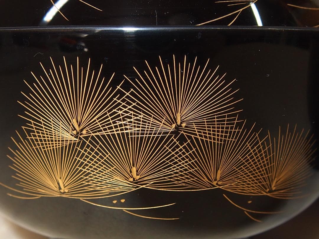 【美品】輪島塗 うるし工芸なかたに 寿松沈金 煮物椀 5客 雑煮椀/大椀 漆器