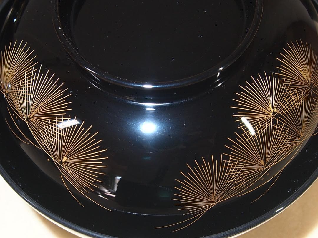 【美品】輪島塗 うるし工芸なかたに 寿松沈金 煮物椀 5客 雑煮椀/大椀 漆器