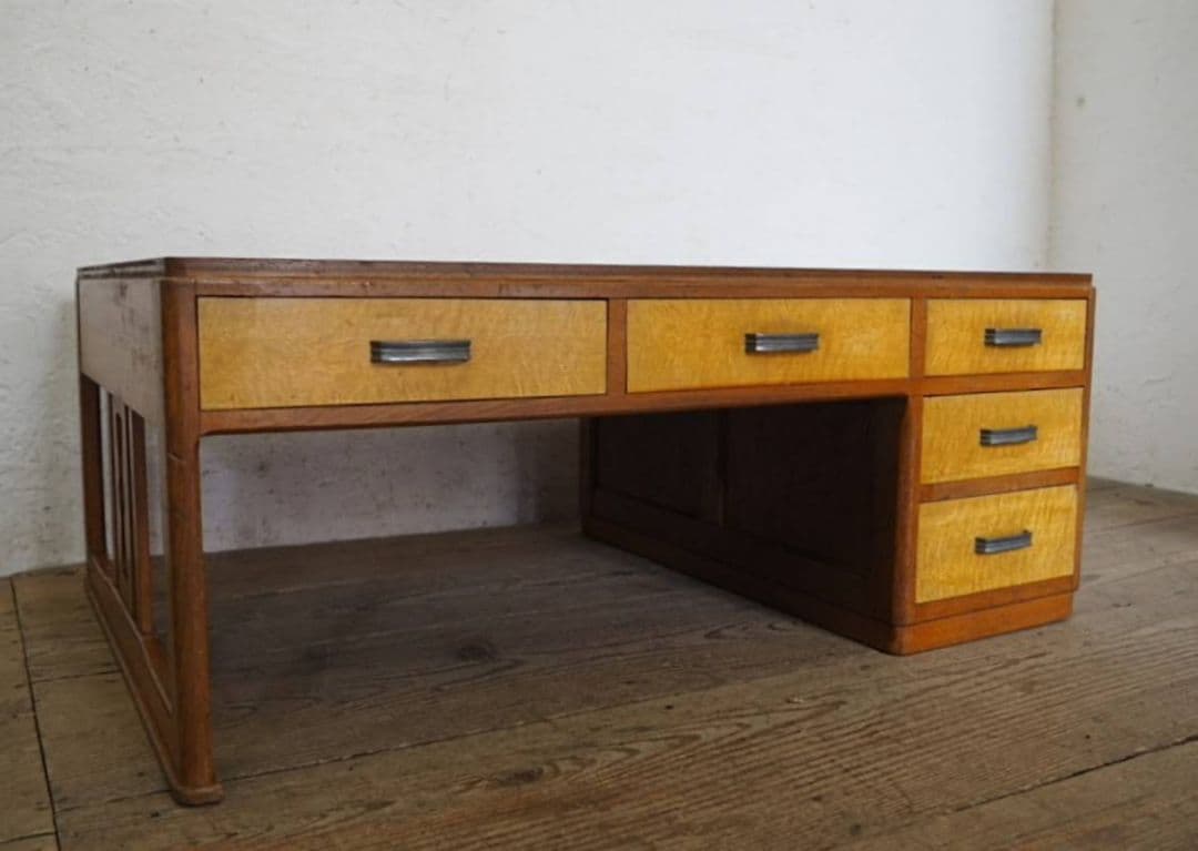 1045 ヴィンテージ　ロータイプ　片袖机　テーブル　古家具　引き出し　レトロ