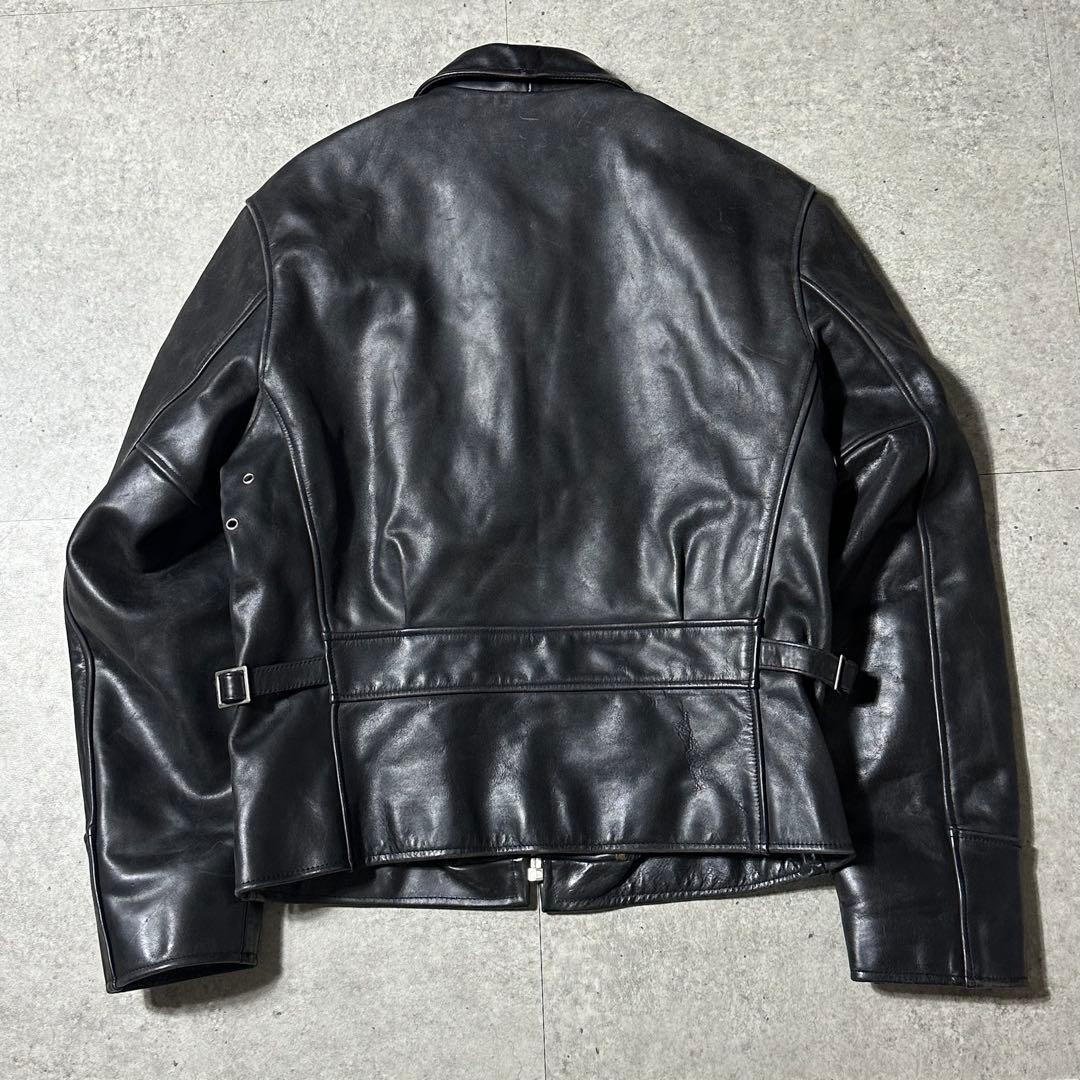 ART GLENHIL シングル ライダース 肉厚 牛革 黒 L 襟付き 裏地