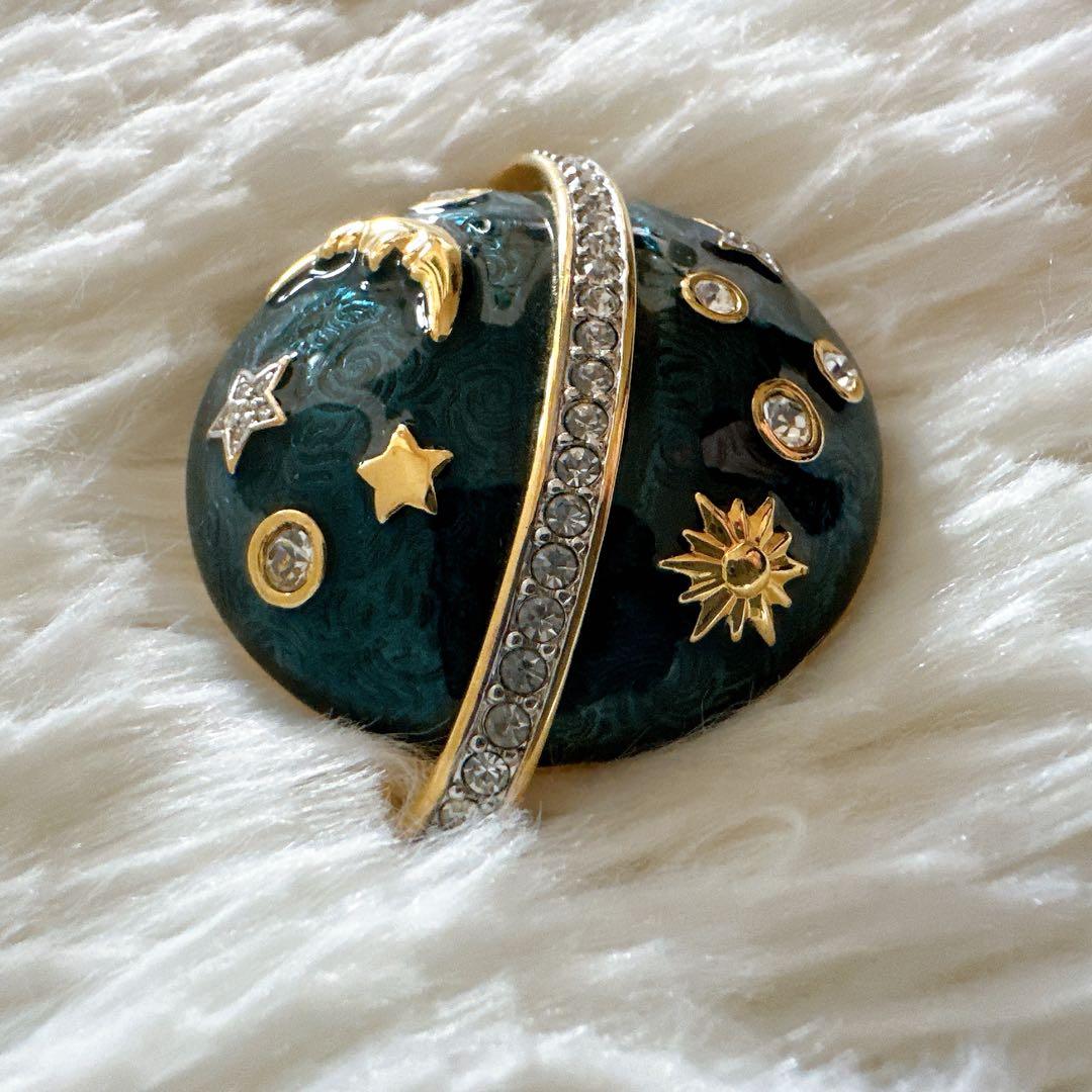 貴重 美品 スワロフスキー 宇宙 月 星 ロゴ刻印ありラインストーン　ブローチ
