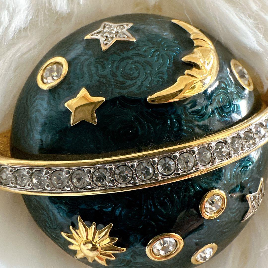 貴重 美品 スワロフスキー 宇宙 月 星 ロゴ刻印ありラインストーン　ブローチ