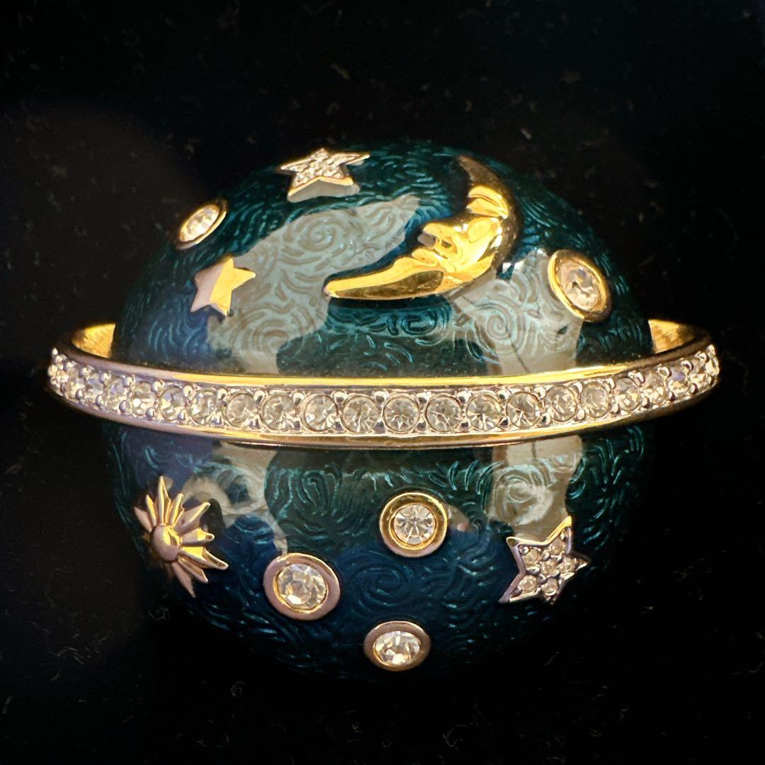 貴重 美品 スワロフスキー 宇宙 月 星 ロゴ刻印ありラインストーン　ブローチ